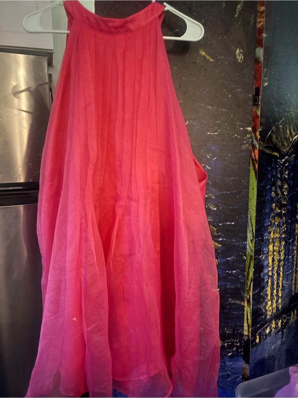VENUS Hot Pink Chiffon Halter Skater Dress